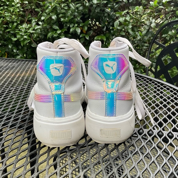 Cool Puma Iridescent Reflective White Size 6C? High Top Lace Up Sneakers! - Picture 2 of 15